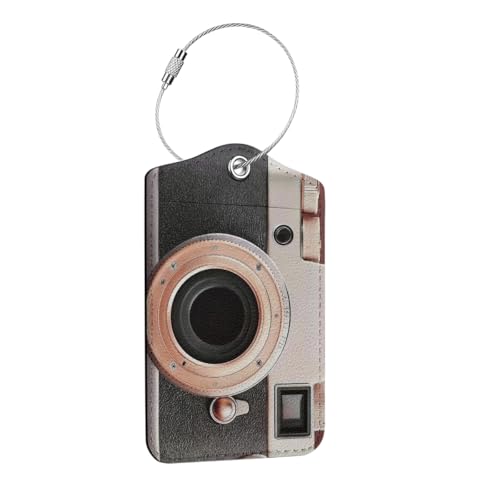 Vintage Camera Luggage Tag, Suitcase Tags with Privacy Flap and Metal Loop, Luggage Tags for Suitcases, Identifiers Travel Essentials Bag Tag, Camera Gifts for Women Girl Friends - color: Multicolored 1674