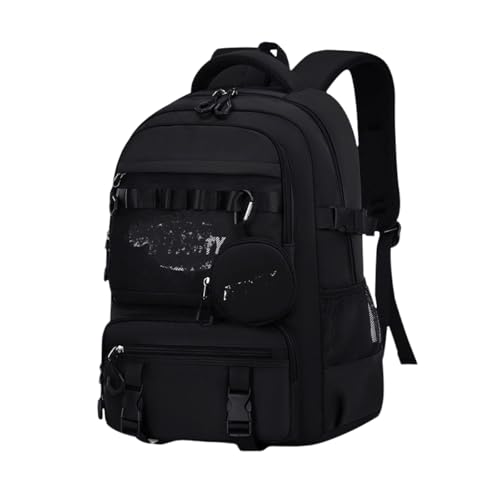 Minimalist Sporty Backpack with Hidden Anti-Theft Pocket, Spacious Casual Daypack for Travel & Outdoor Activities (BLACK,Large) - color: Black, size: Large
