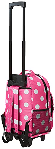 Rockland Double Handle 17" Rolling Backpack, Pink Dot - color: Pink Dot, size: One Size