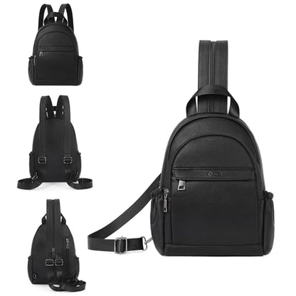 CLUCI Sling Bag for Women Leather Women's Backpack Small Convertible Backpack Purse Crossbody Bag for Travel - color: 0-1 Black