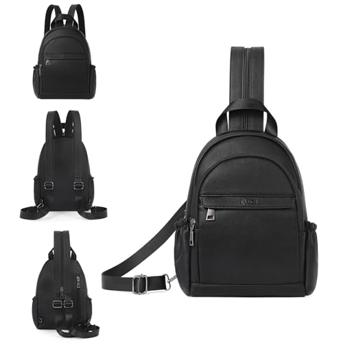 CLUCI Sling Bag for Women Leather Women's Backpack Small Convertible Backpack Purse Crossbody Bag for Travel - color: 0-1 Black