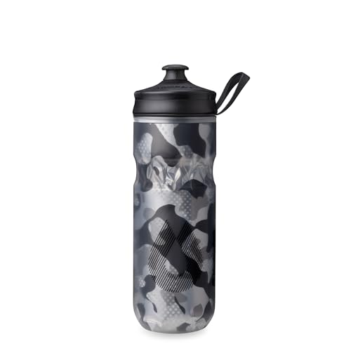 HydraPak | Polar Bottle - Polar Sport Insulated Water Bottle - BPA-Free, Sport & Bike Squeeze Bottle with Handle (Contender Black, 600ml / 20oz) - color: Contender Black, style: 20oz/600ml