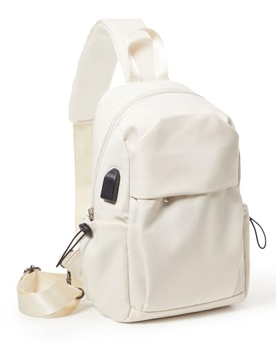 Tactical Backpacks Small Sling Bag Crossbody Backpack Shoulder Bag for Men Women, Multipurpose Anti-Theft Cross Body Chest Bags, One Strap Backpack for Walking Biking Travel Cycling Off White - color: Beige-small