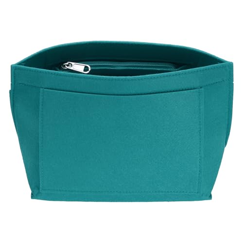 uxcell Purse Organizer Insert, Small Felt Handbag Organizer Bag Storage & Finishing Inner Bag Liner with Zipper for Chic Backpack Tote Shoulder Bags, Lake Green - color: Lake Green, size: Small