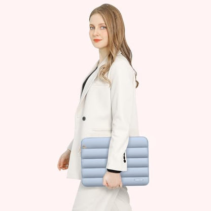 MOSISO Laptop Case 13.3 inch,13-13.3 inch Puffy Laptop Sleeve Compatible with MacBook Neo/Air 13.6 M5 M4 M3 M2 M1/Pro 13/14,HP Dell ASUS Lenovo,Polyester Horizontal Bag with Small Case, Baby Blue - color: Baby Blue, size: 13.3 inch