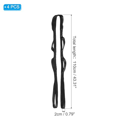 PATIKIL Daisy Chain Straps, Strong Climbing Strap Adjustable Nylon Chain Sling with Loops for Aerial Yoga Hammock Swing - color: Black, size: 43 Inch