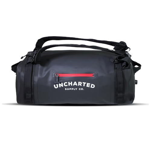 Uncharted Supply Co. The Vault Waterproof Duffel Bag - Airtight bag with Backpack Straps, Carry-On Size, Perfect for travel, boating, camping, recreation. (Black, 45L) - color: Black, size: 45L