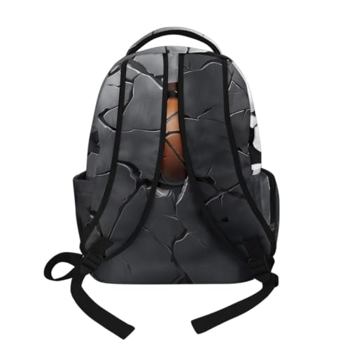 Suobstales 3D Basketball Print 17 Inch School Backpack for Boys Girls Lightweight Students Bookbag Middle School Schoolbag Casual Daypack Large Capacity Rucksack with Zipper Pocket - color: 3d Basketball