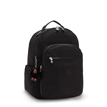 Kipling Women's Seoul 15" Laptop Backpack, Durable, Roomy with Padded Shoulder Straps, Built-In Protective Sleeve - color: True Black, size: 12.75''L x 17.25''H x 8''D