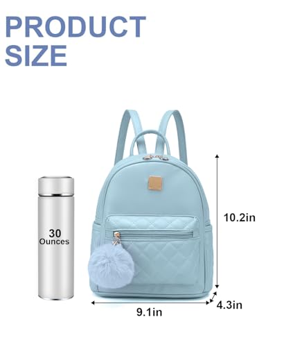 Girls Fashion Mini Backpack Purse Small Cute Plaid Leather Women Backpacks Little Bag, Mint Blue - color: Mint Blue