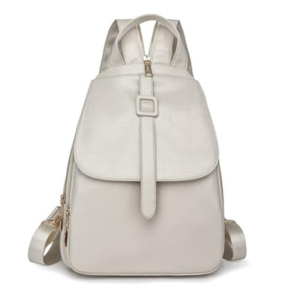 YANAER Mini Backpack for Women PU Leather Anti-theft Small Fashion Cute LightWeight Daypack for Work Travel Daily OffWhite - color: Offwhite