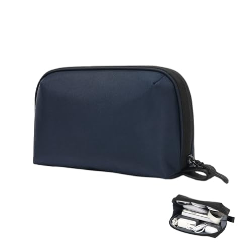 Oxford Tech Organizer Pouch with 6 Compartments,Water-Resistant Travel Cord Organizer Case & Electronic Accessories Storage Bag (Dark Blue)