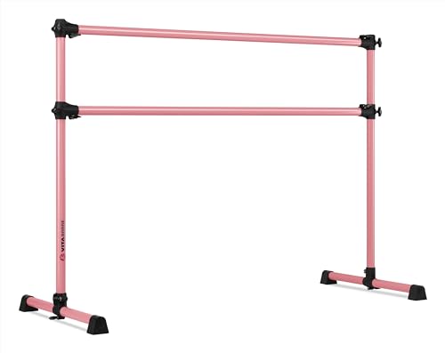 VITA Barre Portable Freestanding Double Ballet Barre, Prodigy, Aluminum | Adjustable Height, USA Made, Home or Gym Exercise Equipment for Kids & Adults | Dance, Fitness, Pilates - color: Light Pink, style: 5 Ft