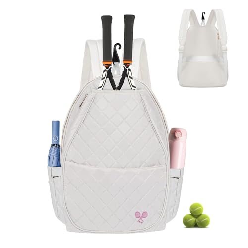 Tennis Bag for Women,Tennis Racket Bags for Women Men for Gym Bag,Waterproof Sling Tote Bag for Pickleball,Badminton Backpack,Cute Gym Bag for Women Duffle Bag,Training,Travel - color: White