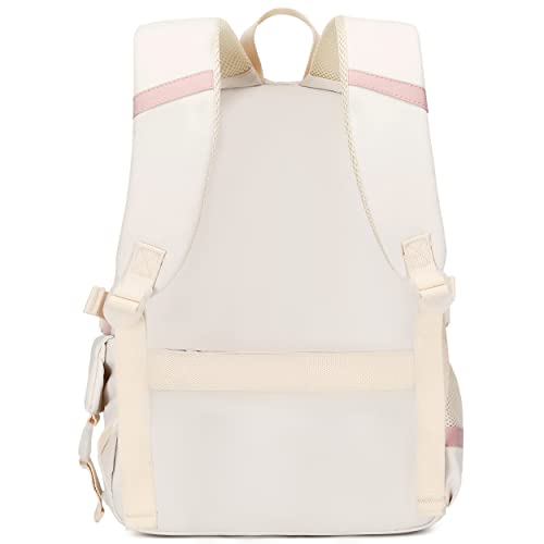 Hey Yoo School Backpack for Girls Backpack with Lunch Box Teen Girl Backpack Set Cute School Bag Bookbag for Teen Girls (White) - color: White