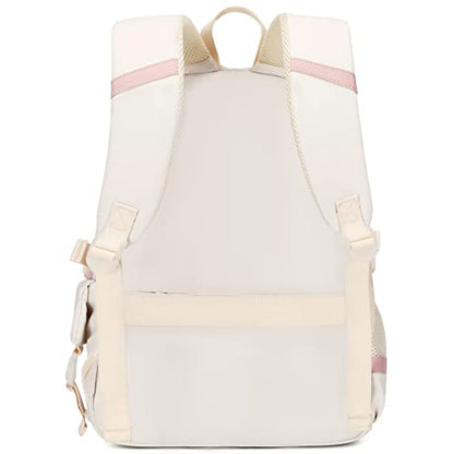 Hey Yoo School Backpack for Girls Backpack with Lunch Box Teen Girl Backpack Set Cute School Bag Bookbag for Teen Girls (White) - color: White
