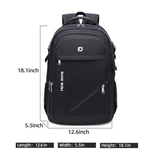 FENGDONG Durable Waterproof Travel Laptop Backpack 17.3 inch,Large College Backpack Bookbag for Men & Women Business Backpack with USB Charging Port and Headset Port Black - color: A3-black