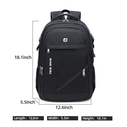 FENGDONG Durable Waterproof Travel Laptop Backpack 17.3 inch,Large College Backpack Bookbag for Men & Women Business Backpack with USB Charging Port and Headset Port Black - color: A3-black