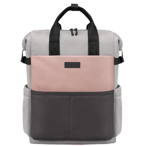 LOVEVOOK Laptop Backpack for Women, 15.6 Inch Work Travel Backpack Purse for School College Bookbag for Teen Girls Cute Computer Backpack for Teacher Nurse Business, Pink-Grey - color: Pink-grey, size: 15.6 Inch