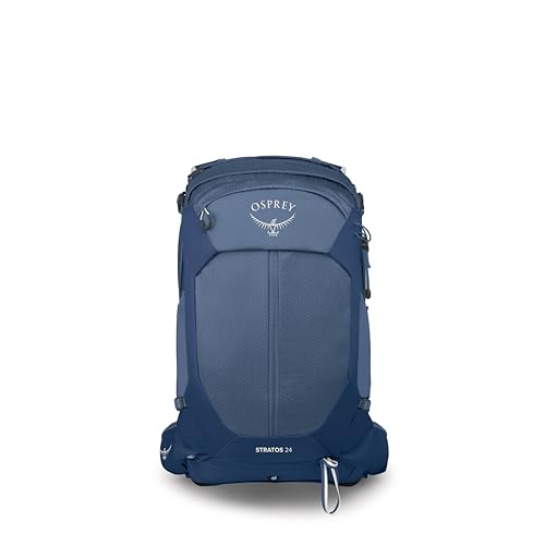 Osprey Stratos 24L Men's Hiking Backpack - Adjustable Daypack with Waterproof Raincover & Bottle Pockets, Nirvana Blue - color: Nirvana Blue, style: 24l
