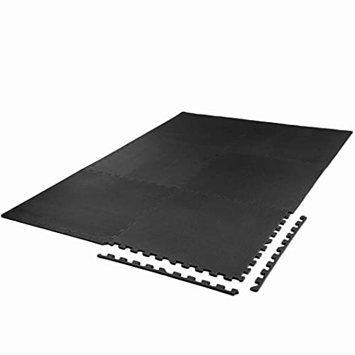 Xspec 3/8" Thick 100 sq. ft. (25 pcs) Gym EVA Foam Floor Mats (24" x 24") | T Pattern, Black - style: T Pattern-Black