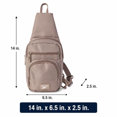 Reebok Unisex Crossbody Bag - Convertible Compact Durable Cross Body Bag for Women and Men - Gym and Travel Essentials, Size One Size, Cosmos Mocha - color: Cosmos Mocha