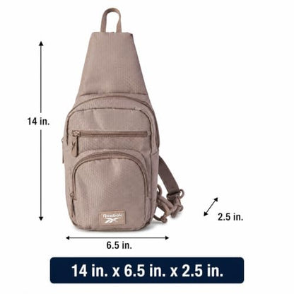 Reebok Unisex Crossbody Bag - Convertible Compact Durable Cross Body Bag for Women and Men - Gym and Travel Essentials, Size One Size, Cosmos Mocha - color: Cosmos Mocha