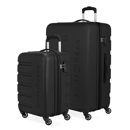 SwissGear 7366 Signature Hardside Expandable Luggage with Spinner Wheels, TSA Lock, Cup-Holder, Black, 2-Piece Set (19/27) - color: Black, size: 2-Piece Set (19/27)