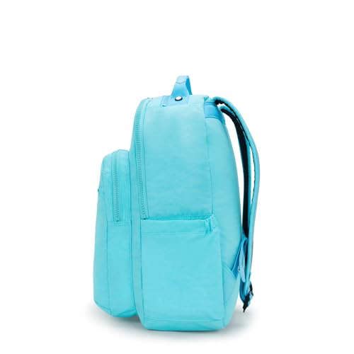 Kipling Women's Seoul Bts 15" Laptop Backpack, Durable, Roomy with Padded Shoulder Straps, Built-In Protective Sleeve - color: Poppy Aqua, size: 12.75''L x 17.25''H x 8''D