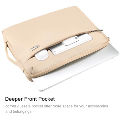 Voova Laptop Sleeve Case 15.6 16 Inch with Handle, 360° Protective Waterproof Slim Computer Bag Cover Compatible with MacBook Pro M2/M3/M4 16, HP Acer Lenovo Yoga ThinkPad Asus Laptop, Beige - color: Apricot, size: 15.6-16 Inch