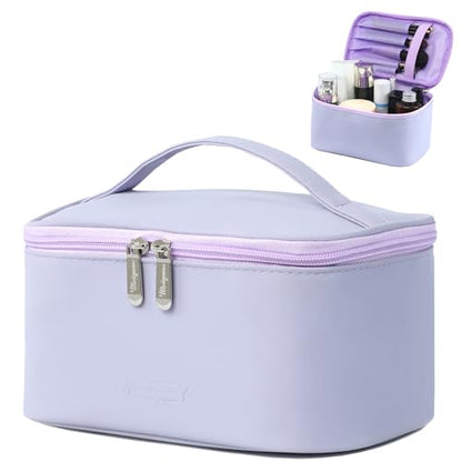 Meiyuuo Makeup Bag Large Cosmetic Bags for Women Girls Cute Travel Zipper Pouch Toiletry Organizer for Beauty Essentials Waterproof (Lavender Purple) - color: LIGHT PURPLE