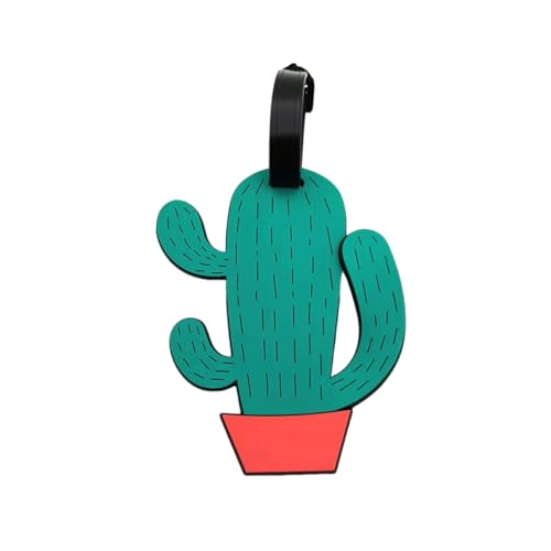Cute Cactus Silicone Luggage Tag Funny Unique Plant Suitcase Travel Bag Baggage Tag Identification Labels Name ID Identifier - color: Cactus-2