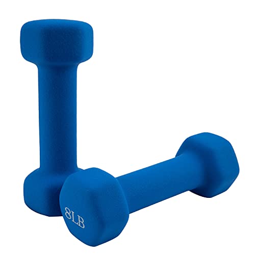 Saorzon Dumbbells Set of 2 Exercise Fitness Dumbbell for Home Gym Free Weights Hand Hex Dumb Bells - color: Royal Blue, style: 8 Pounds,Pair