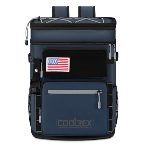 Large Backpack Cooler 36 Can Cooler Backpack with 2 Insulated Compartments Leak Proof Waterproof Travel Backpack, Camping Beach Picnic Lunch Thermal Bag for Women and Men - color: Navy