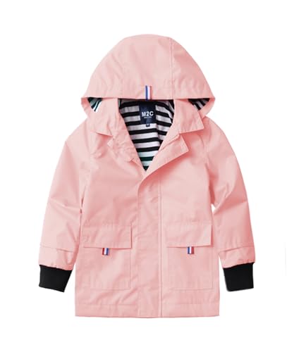 M2C Boys Girls Hooded Cotton Lined Rain Jacket Light Windbreaker - color: Baby Pink, size: 3T