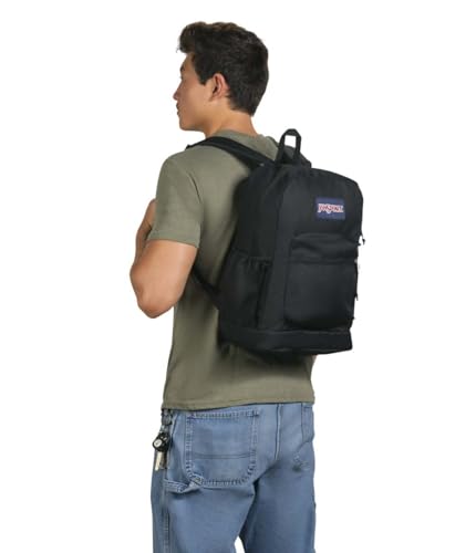 JanSport Cross Town Plus Backpack - Large Main Compartment, Side Water Bottle Pocket, 15-Inch Padded Laptop Sleeve - Black - color: Black