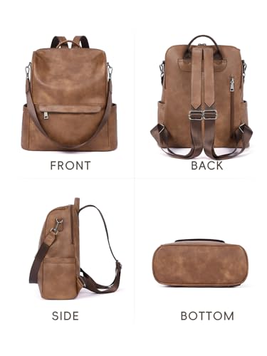 CLUCI Womens Backpack Purse PU Leather Anti-theft Fashion Designer Travel Bag Ladies Shoulder Bags | Purse - color: Top Zip-3 Brown