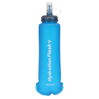 Azarxis TPU Soft Flask Collapsible Water Bottle Running Folding Gel Water Reservoir Handheld for Hydration Pack Hiking Cycling Climbing Jogging Marathon Trail Race - color: #05 Blue - 500ml - 1-pack