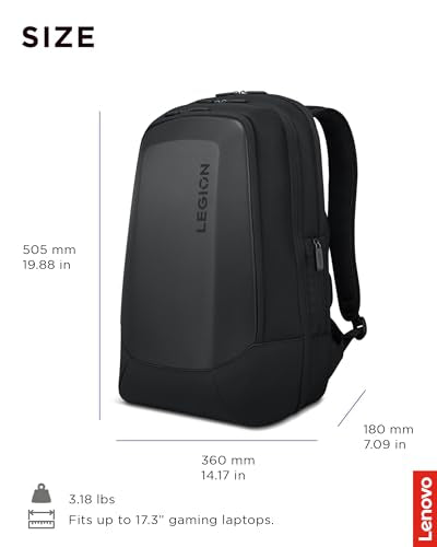 Lenovo - Legion 17” Armored Backpack – Gaming Laptop Bag – Double Layered Protection – Dedicated Storage Pockets – Durable Pack with EVA Front Shield - style: Armored
