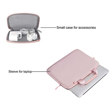 MOSISO Laptop Case 13.3 inch, 13-13.3 inch Laptop Sleeve Bag Compatible with MacBook Air/Pro 13 / Pro 14, HP Dell ASUS, Neoprene Carrying Computer Bag with Handle&Detachable Small Case, Pink - color: Pink, size: 13.3 inch