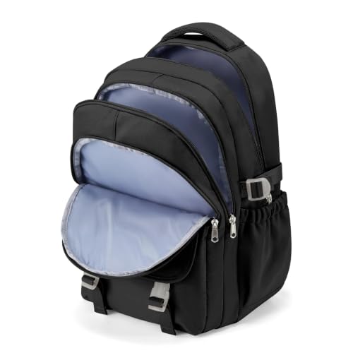 Black Waterproof Aesthetic Backpack For School, Cute High School Bookbag For Teen Girls Boys, Lightweight Casual Daypack Backpack For Women Men, College Backpack With Lots Of Pockets - color: Black