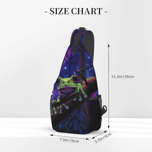 Sling Backpack Unisex Crossbody Chest Bag Shoulder Chest Bag For Women Men Hiking Travel - color: Frog Night Sky