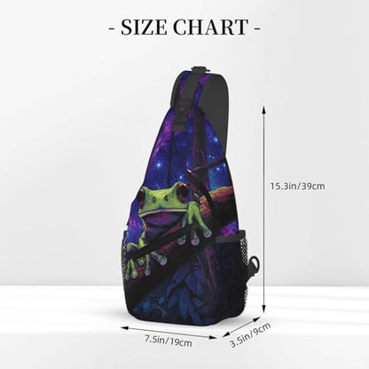 Sling Backpack Unisex Crossbody Chest Bag Shoulder Chest Bag For Women Men Hiking Travel - color: Frog Night Sky