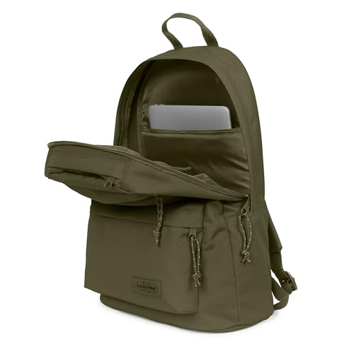 EASTPAK Padded Double – 24L Squared Backpack with Dual Front Pockets, 13” Laptop Sleeve, Bottle Holder & Padded Straps, Dark Grass - color: Dark Grass