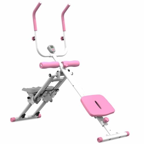 Stair Stepper and Ab Machine 2-in-1 Folding Vertical Climber Exercise Machine & Ab Workout Equipment Quickly Switch, Home Gym Equipment for Full Body Cardio Workout, 300LBS Capacity - color: Pink