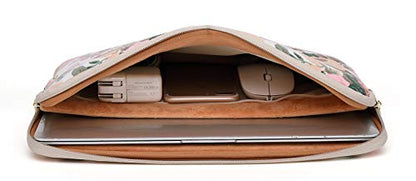 Kayond Canvas Water-Resistant 14 Inch Laptop Sleeve case for 14.1inch Notebook Compute (14-14.1 inch, White Camellia) - color: White Camellia, size: 14-14.1 inch