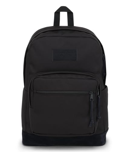 JanSport Right Pack Backpack - Durable Daypack with Padded 15" Laptop Sleeve, Spacious Main Compartment & Integrated Water Bottle Pocket, Monochrome Black - color: Monochrome Black