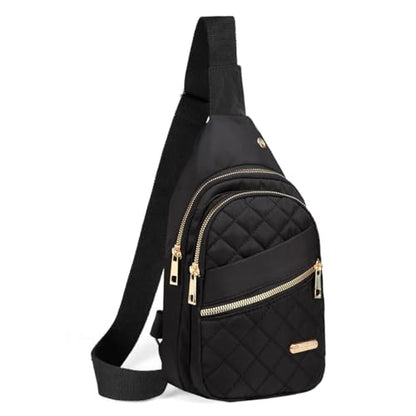EVANCARY Small Sling Bag Crossbody Bags for Women Men, Sling Backpack Chest Daypack Cross Body Bag for Travel Outdoor - color: F Black