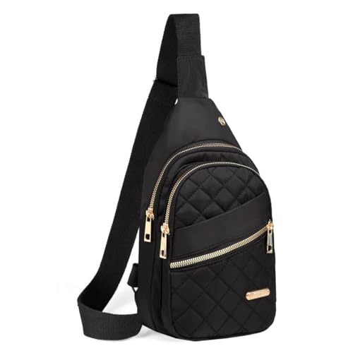 EVANCARY Small Sling Bag Crossbody Bags for Women Men, Sling Backpack Chest Daypack Cross Body Bag for Travel Outdoor - color: F Black