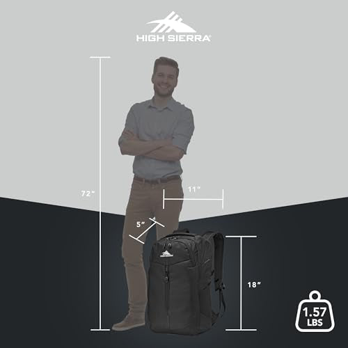 High Sierra Swerve Pro Backpack with Laptop Pocket + Tablet Sleeve, Fits most 17” Laptops, 27L, Black - color: Black, size: One Size